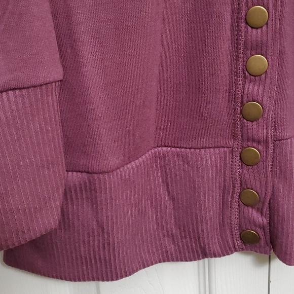 Long Snap Pocket Cardigan in Eggplant - Picture 7 of 9